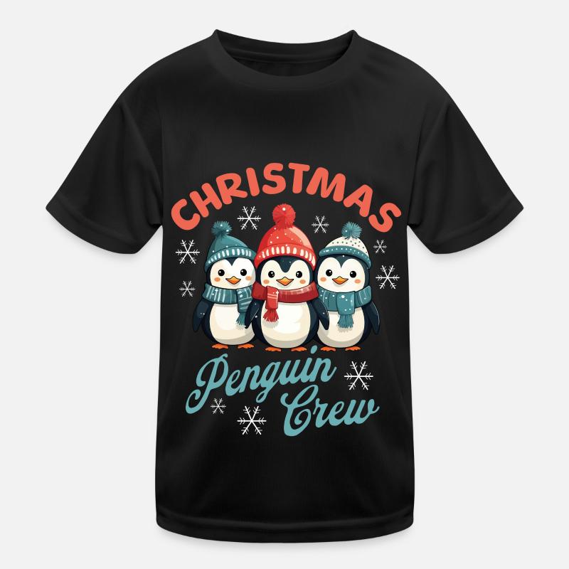 Pingouins de Noël écharpe chapeau Noël mignon mignon T-shirt sport Enfant