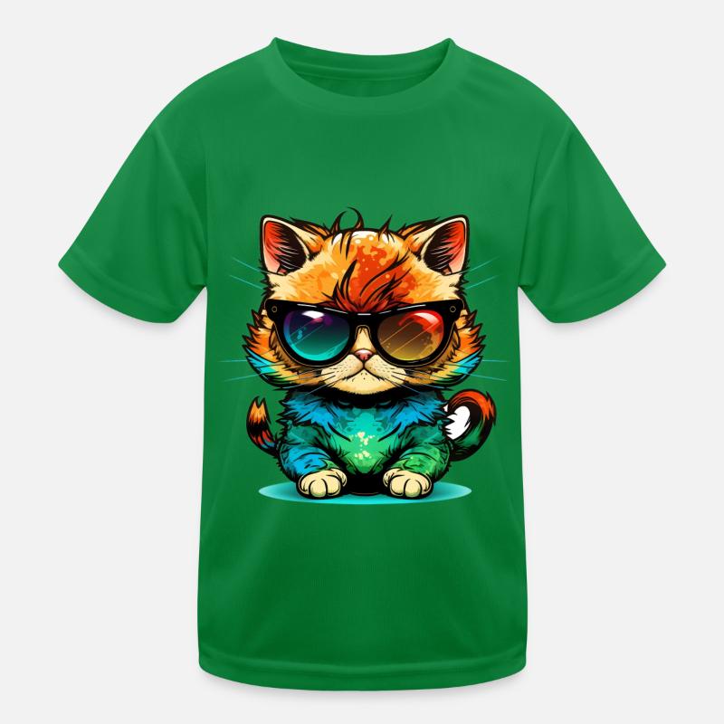 Annoying cat with sunglasses cat lovers Kids Functional T-Shirt