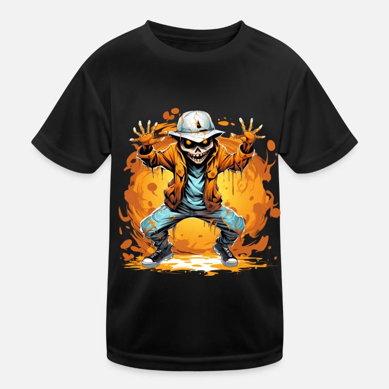 Skeleton Dabbing Hip Hop Kids Functional T-Shirt