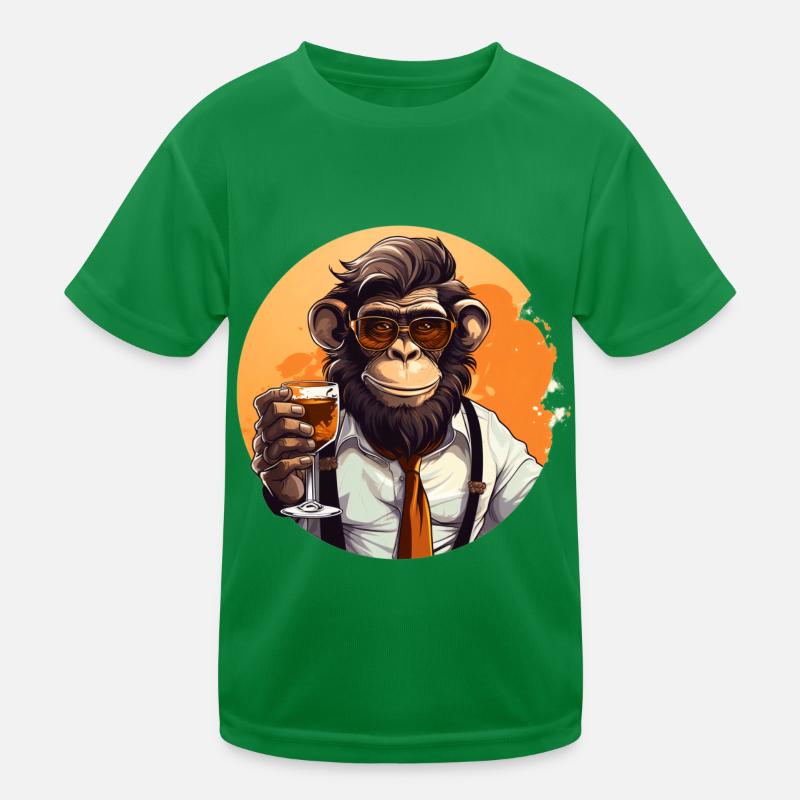 Cool monkey with drink Funny animals chimpanzee Kids Functional T-Shirt