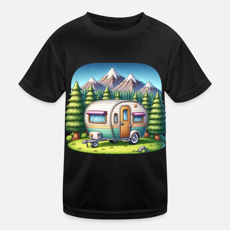 Camping Camper Wohnwagen Kinder Funktions-T-Shirt