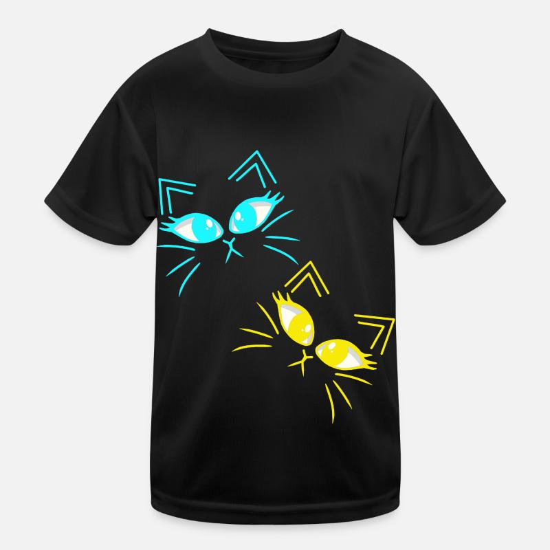minimalistisch Katze Katzen Gesicht Gesichter Kinder Funktions-T-Shirt