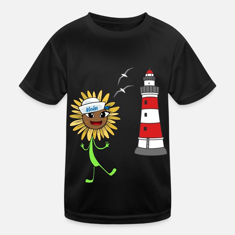 Sailor Sunflower Lighthouse Maritime Moin - Kids Functional T-Shirt - black