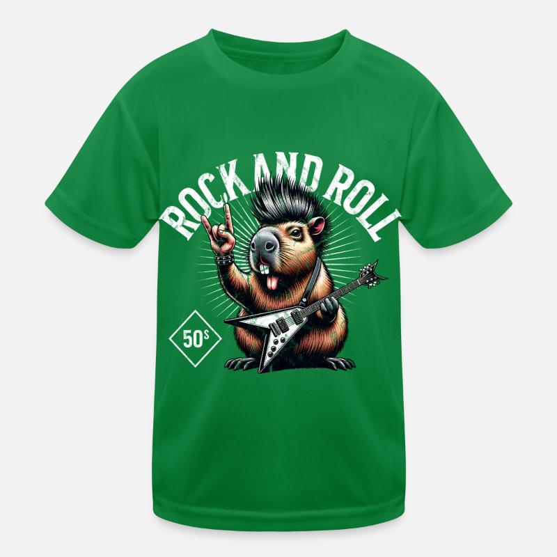 Rock and Roll Capybara Kinder Funktions-T-Shirt