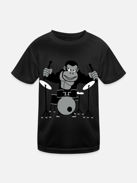 Gorilla Drummer - T-shirt sport Enfant - noir - Devant