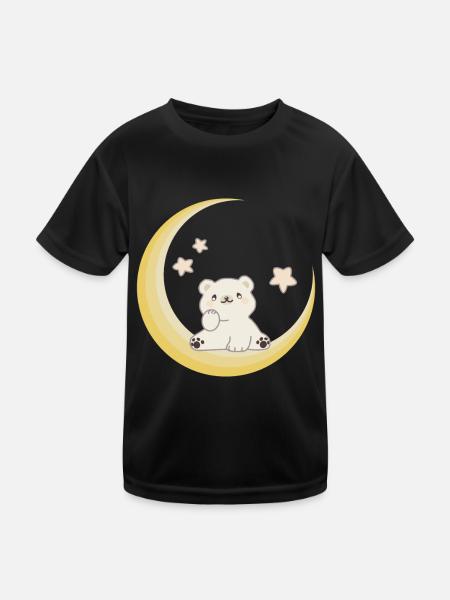 Polar Bear Moon Stars Good night for baby bears - Kids Functional T-Shirt - black - Front