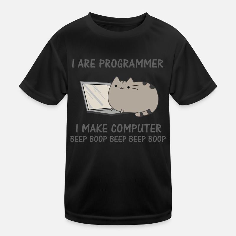Programierer lustige Katze Computer Nerd Kinder Funktions-T-Shirt
