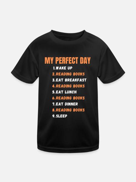 Perfect day books read books book - Kids Functional T-Shirt - black - Front
