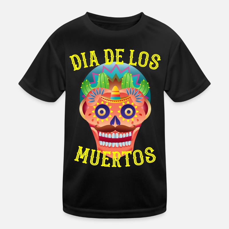 Dia de los Muertos Sugar Skull - Kinder Funktions-T-Shirt - Schwarz