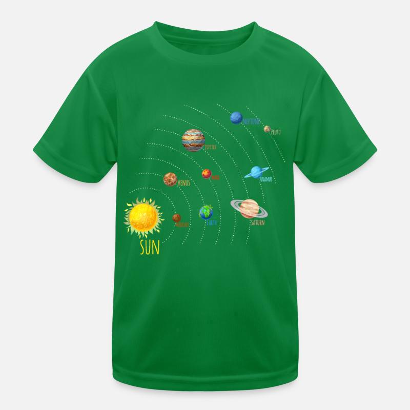 Solar System Planets and Sun on Enlgisch Kids Functional T-Shirt