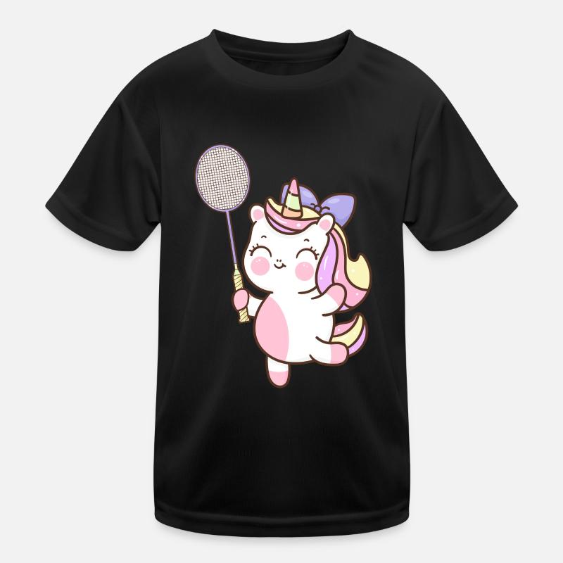 Badminton und Federball Spieler Einhorn Kinder Funktions-T-Shirt