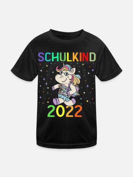 Schulkind 2022 - Kinder Funktions-T-Shirt - Schwarz - Vorne
