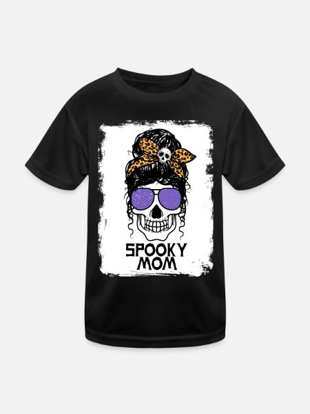 Spooky Mom - Messy Bun - Kids Functional T-Shirt - black - Front