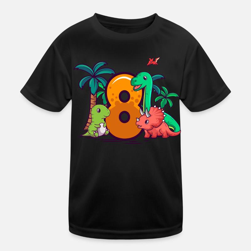 8th Birthday Trex Triceratops Dinosaur 8 years Kids Functional T-Shirt