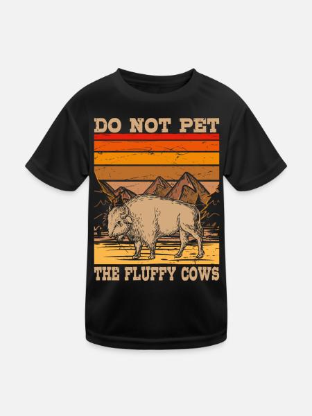 Bison Fluffy Cows Cattle Breeder Farmer Breeder - Kids Functional T-Shirt - black - Front