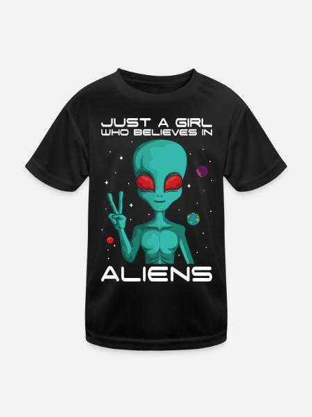 Girl Who Believes in Aliens Planet Space - Kids Functional T-Shirt - black - Front