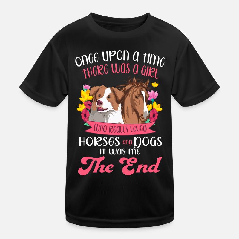 Fille qui aime les chevaux et les chiens Chien Cheval Poney T-shirt sport Enfant