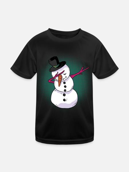 Dabbing Schneeman Cadeau chemise de couchage de Noël - T-shirt sport Enfant - noir - Devant