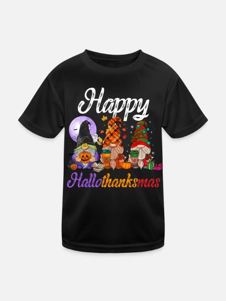 Three Dwarfs Hallothanksmas Halloween Christmas - Kids Functional T-Shirt - black - Front