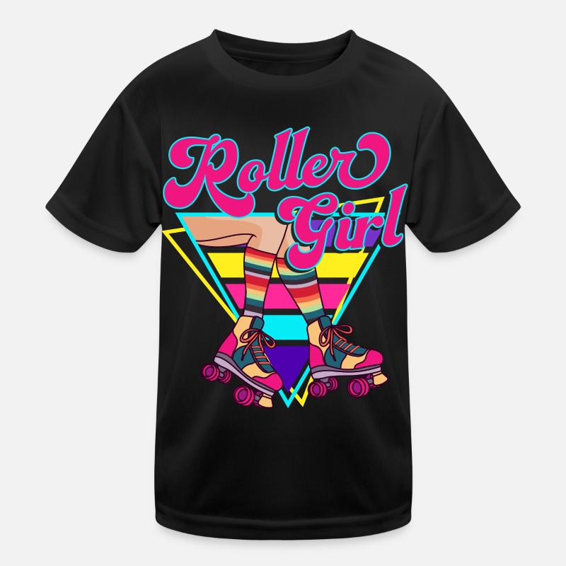 Roller Girl Retro 70er 80er Skater Rollschuhe Kinder Funktions-T-Shirt