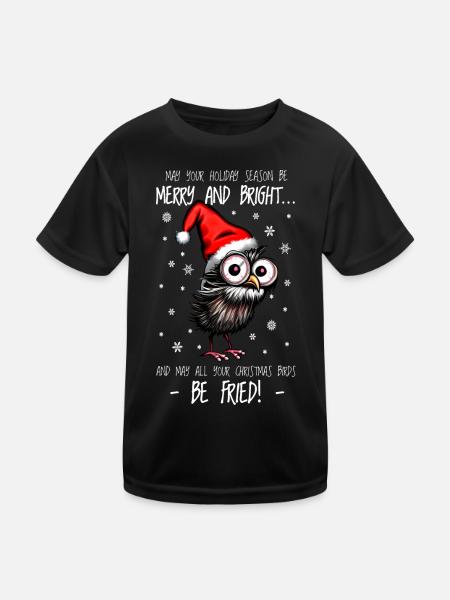 Oiseau de Noël Hibou de Noël Cadeau Hiboux de Noël - T-shirt sport Enfant - noir - Devant