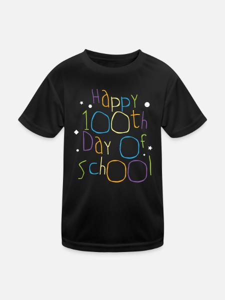 Happy 100th Day of School Schüler Lehrer Schule - Kinder Funktions-T-Shirt - Schwarz - Vorne