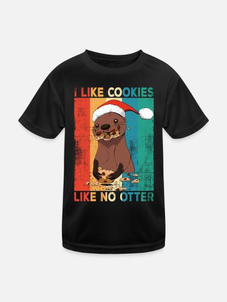 I Like Cookies Like No Otter Geschenk Weihnachten - Kinder Funktions-T-Shirt - Schwarz - Vorne