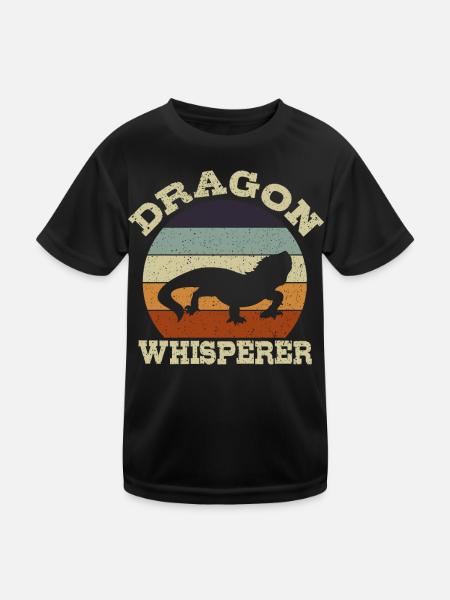 Drachenflüsterer Eidechse Gecko Reptil Bartagamen - Kinder Funktions-T-Shirt - Schwarz - Vorne