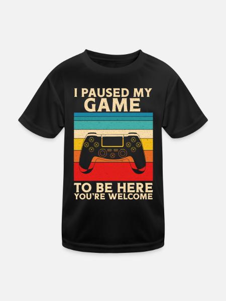 J’ai mis mon jeu en pause pour être ici Gamer Zocker Gaming - T-shirt sport Enfant - noir - Devant