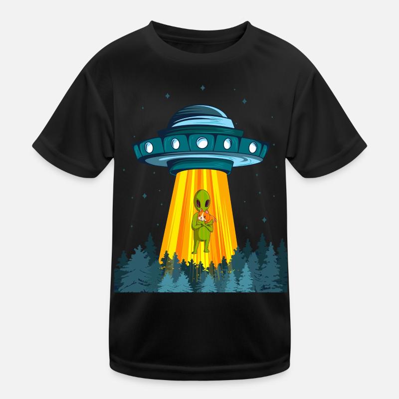 Space Alien Spaceship Cat Ufo Extraterrestrial Kids Functional T-Shirt
