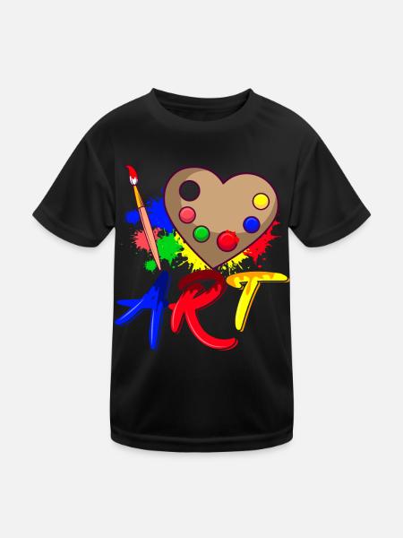 I Love Art Art Colorful Colors Painters Artists - Kids Functional T-Shirt - black - Front