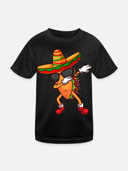Dabbing Taco Mexican Fiesta Cinco De Mayo - T-shirt sport Enfant - noir - Devant