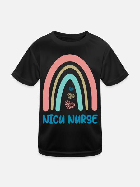 NICU Nurse - Rainbow Heart - Kids Functional T-Shirt - black - Front