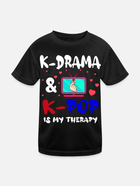 K-drama & K-pop est ma thérapie Aegyo Saranghae - T-shirt sport Enfant - noir - Devant