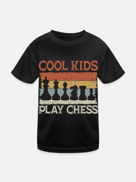 Coole Kinder Spielen Schach Vintage Schachspieler - Kinder Funktions-T-Shirt - Schwarz - Vorne