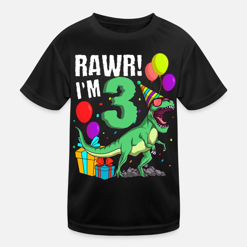 3. Geburtstag Ich Bin 3 Jahre T-Rex Dinosaurier Kinder Funktions-T-Shirt