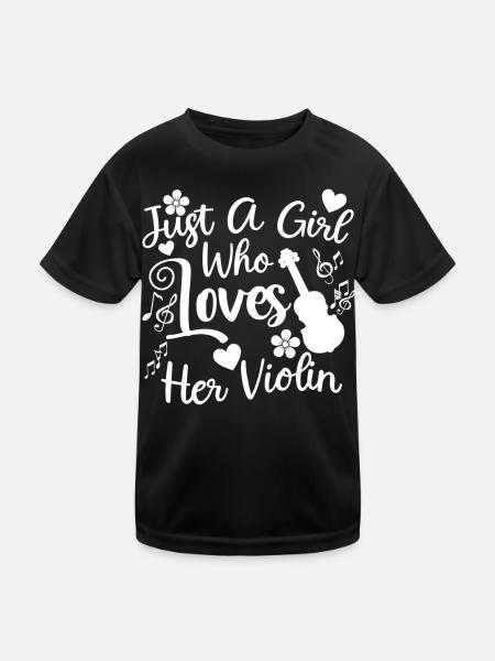 Fille qui aime son violon Musicien violoniste - T-shirt sport Enfant - noir - Devant