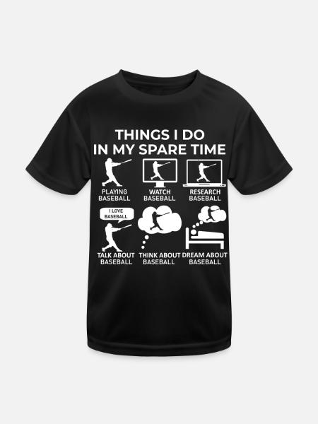 Things I Do In My Spare Time - Baseball - Kids Functional T-Shirt - black - Front
