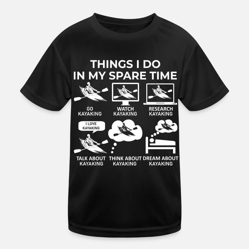 Ce que je fais pendant mon temps libre - Kayak - T-shirt sport Enfant - noir