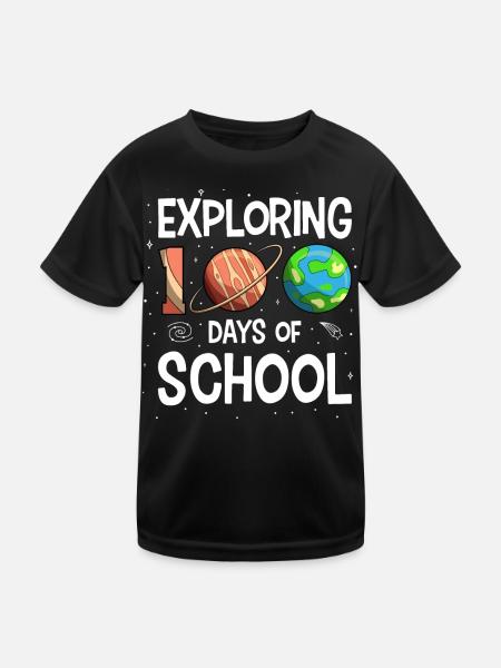 100 Days of School Space Planet Astronaut - Kids Functional T-Shirt - black - Front