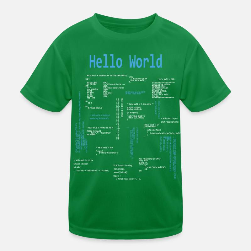 Hello World Programming Languages Programmer Nerd Kids Functional T-Shirt