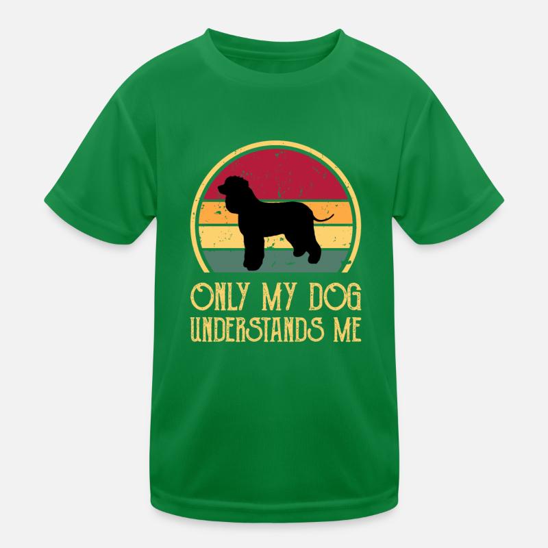 Irish Water Spaniel Dog Silhouette Retro Sunset Kids Functional T-Shirt