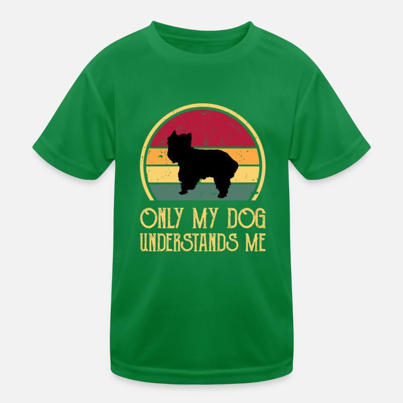 Yorkshire Terrier Chien Amour Silhouette Rétro Coucher de soleil T-shirt sport Enfant