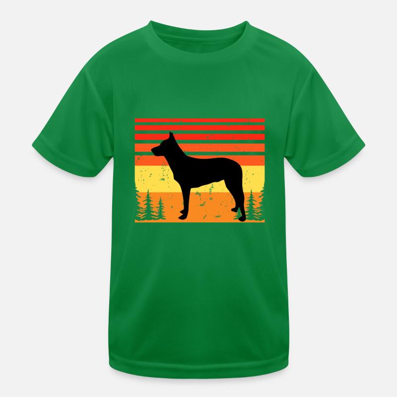 Belgischer Schäferhund Tervuren Hund Silhouette Retro Kinder Funktions-T-Shirt