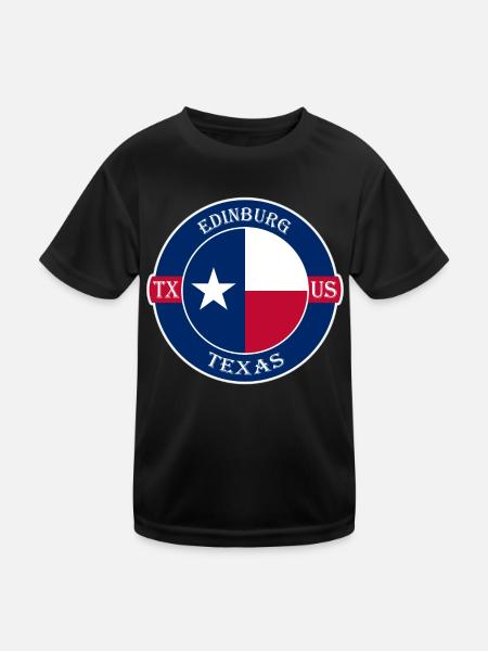 Edinburg Texas Flag USA Travel Souvenir Badge - Kids Functional T-Shirt - black