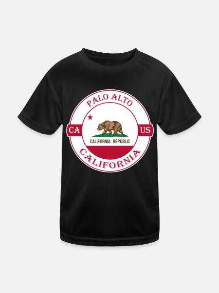 Palo Alto California Flagge USA Souvenir Abzeichen - Kinder Funktions-T-Shirt - Schwarz - Vorne