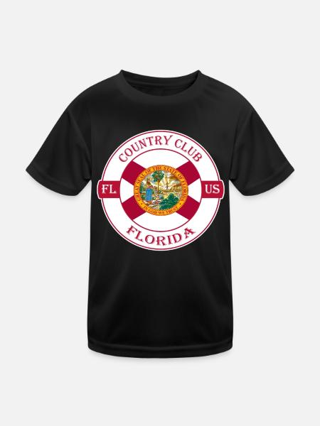 Country Club Florida Flag USA Souvenir Badge - Kids Functional T-Shirt - black - Front