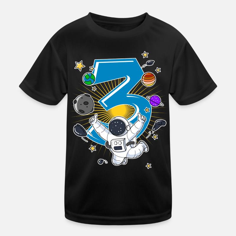 Astronaut 3 Years Space Rocket 3rd Birthday Kids Functional T-Shirt