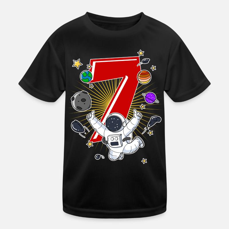 Astronaut 7 Years Space Rocket 7th Birthday Kids Functional T-Shirt