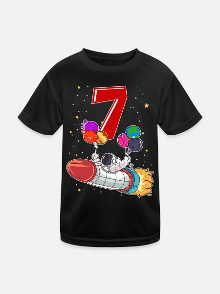 Astronaute 7 ans Space Rocket 7e anniversaire - T-shirt sport Enfant - noir - Devant
